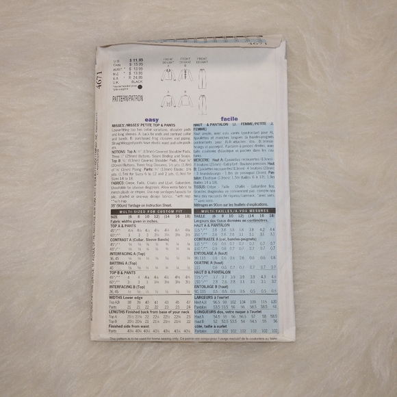 Butterick 4671 Donna Ricco EASY top and pant Size 6-8-10-12 - Picture 4 of 4